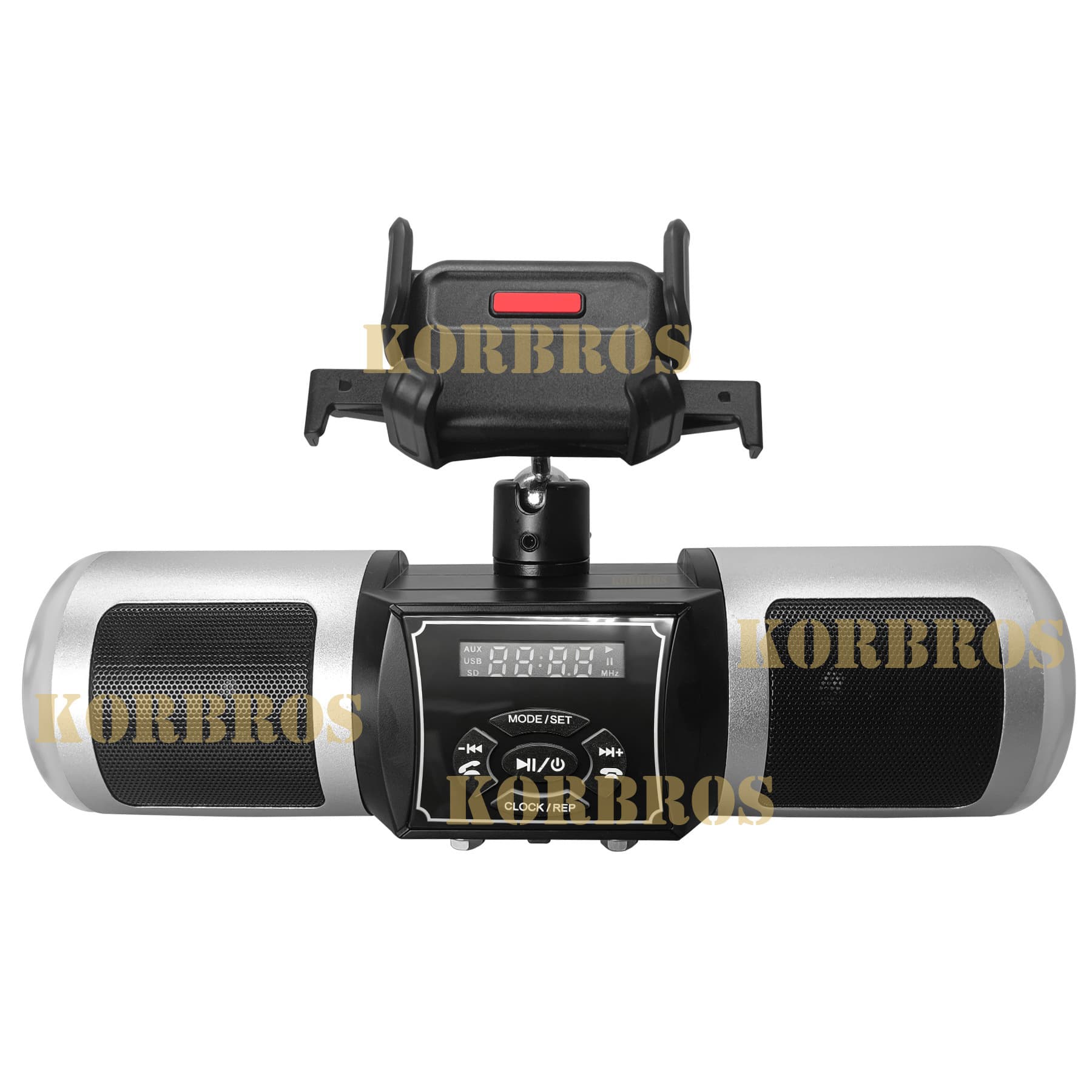 Motorcycle MP3 audio 25W subwoofer bluetooth music player radio with mobile phone holder colorful lights