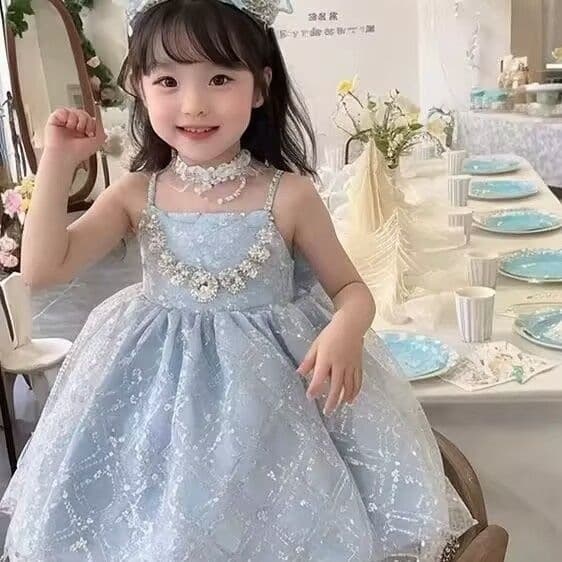 Girl's New Aisha Spaghetti Strap Dress Birthday Princess Gown Lolita Tutu Dress Baby First Birthday Dress