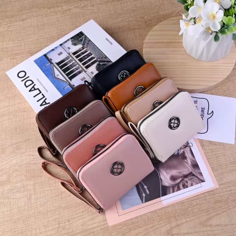 Cross-border New Embroidery Check Pattern High-end Women's Short Wallet Korean Solid Color Simple Card Case Student Coin Purse