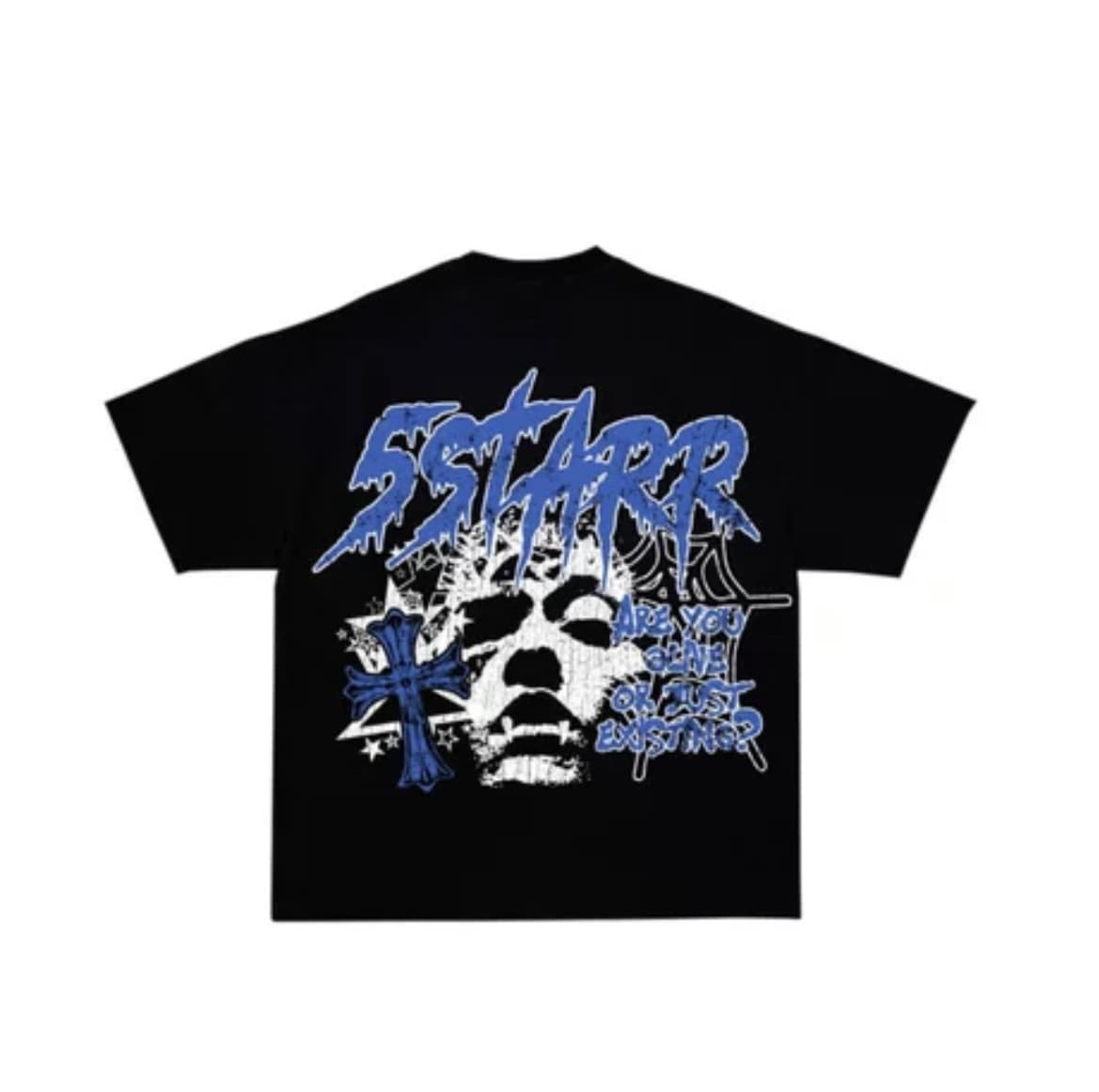 European and American Tap Print T-Shirt 5STARR Short Sleeve Skull Sketch Painting Print Short Sleeve T-Shirt Letter Men