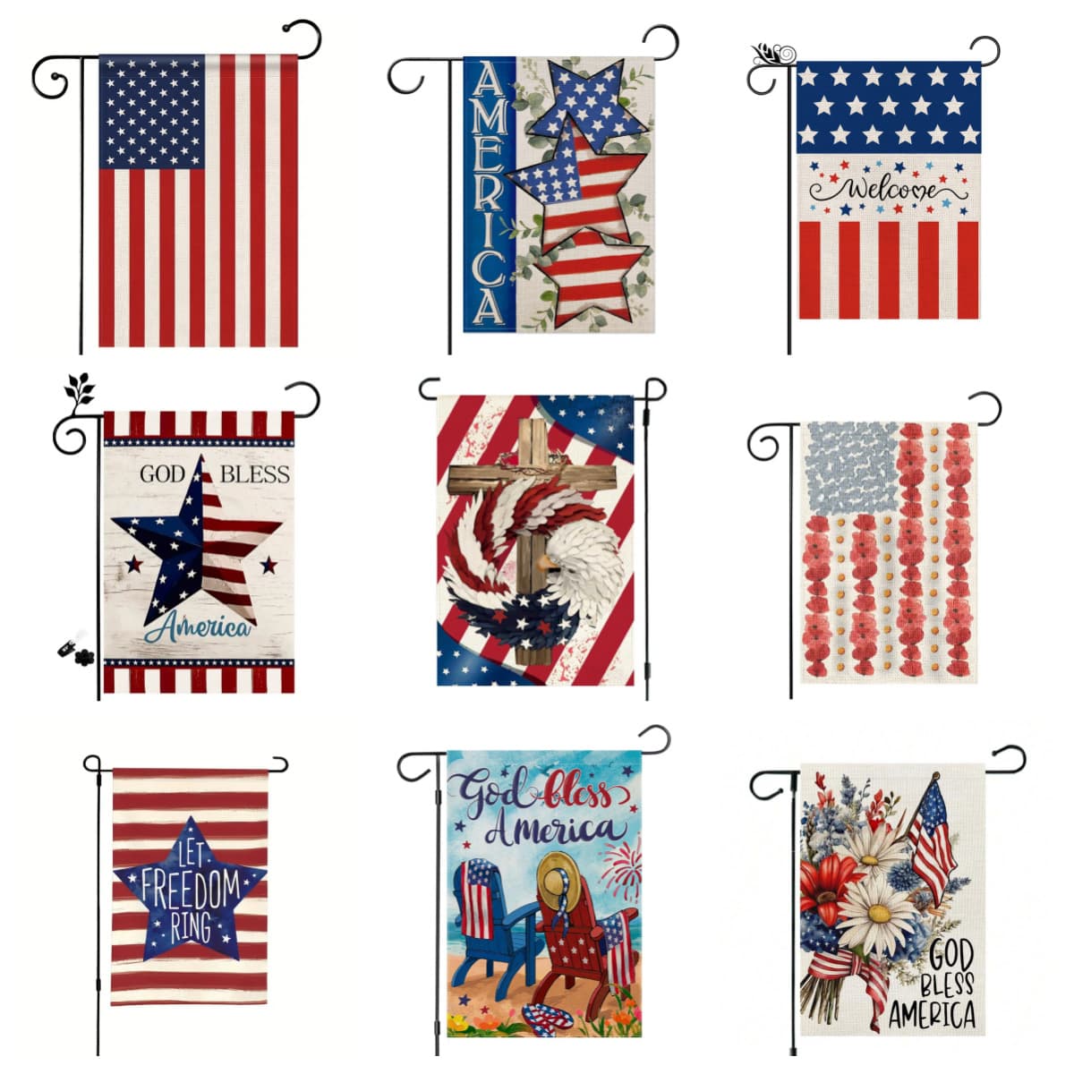 New Amazon Independence Day Garden Flag Linen Double-Sided Brushed Garden Flag Temu Hot-Selling Garden Flag Wholesale