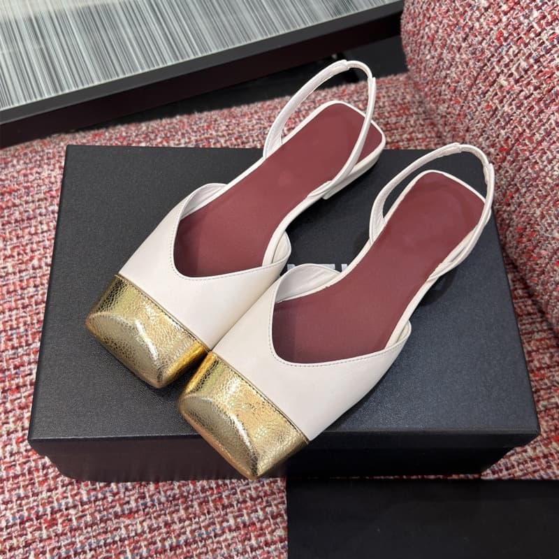 Genuine Leather Women's Pointed-Toe Two-Tone High-Heel Fashion Strap Buckle Closed-Toe Chunky Heel Shoes