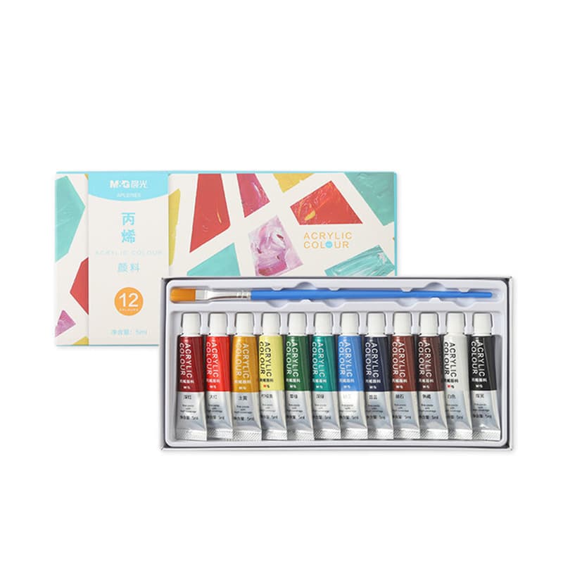 M&G Acrylic Paint APL976E5 Student Art 12 Colors 5ML/12ML Boxed Acrylic Painting Set