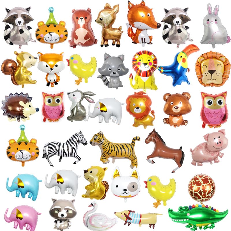 Cartoon Jungle Animal Aluminum Foil Balloons Tiger Zebra Leopard Giraffe Balloons Forest Party Decor Wholesale