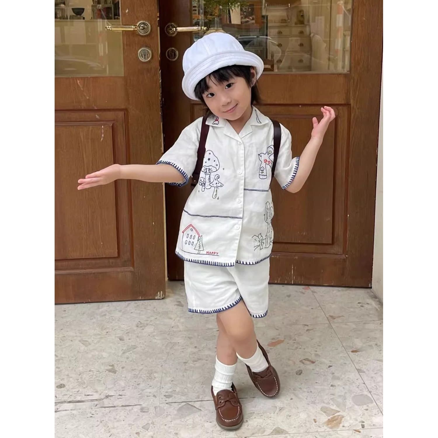 Boys Summer Set 2025 New Style, Thin Cool Short Sleeve Shirt and Pants Outfit for Baby Girls and Boys