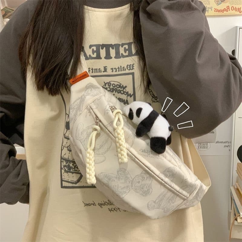 Panda Chest Bag for Women 2024 Student Cycling Sports Crossbody Sling Bag Small Waist Bag