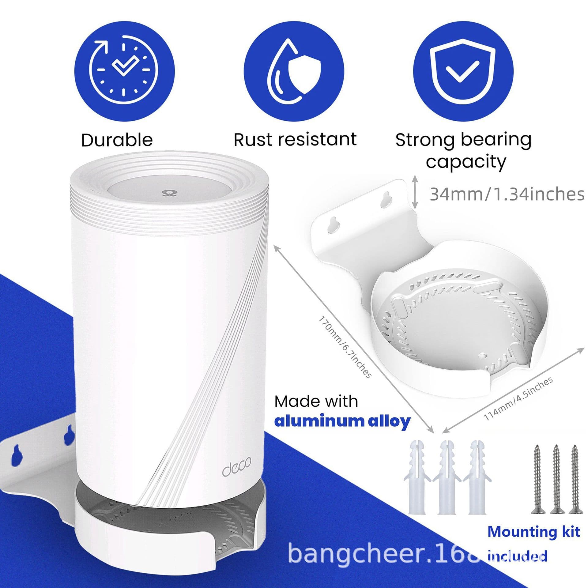 Aluminum alloy wall mount bracket suitable for TP-Link Deco BE63/BE65 Mesh WiFi 7 routers.