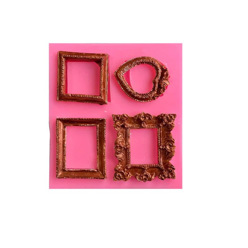 Vintage Lace Photo Frame Silicone Fondant Mold Cake Chocolate Decoration Handmade Soap Aroma Plaster Mold