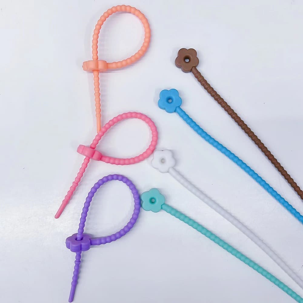 Large 215mm Cartoon Silicone Zip Ties, Stretchable Key Rings, Colored Cord DIY Doll Accessories and Parts