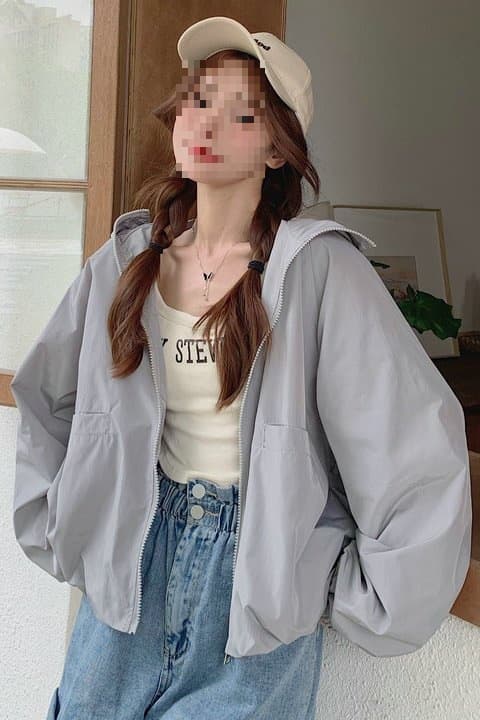 Gray Lightweight Sun Protection Clothing for Women Outer Wear Korean Style Loose Versatile Sweet UV Protection Air Conditioning Shirt Jacket