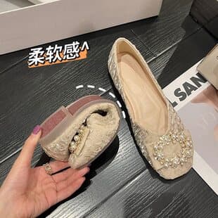 Flat Ballet Flats for Women 2025 New Spring Summer Soft Sole Versatile Work Shoes with Dresses Gentle Style Loafers