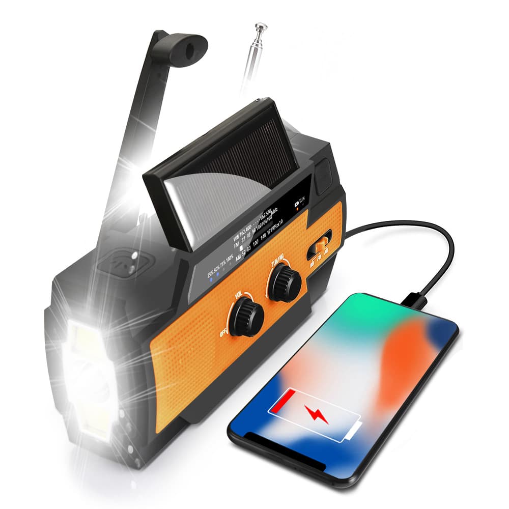 Outdoor Emergency Disaster Radio, Multi-Functional Hand-Crank Generator Radio, Solar-Powered Survival Radio