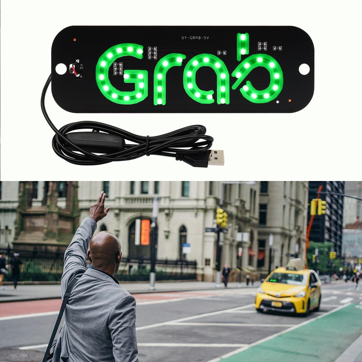 In Stock Taxi Top Light GRAB Taxi Sign TAXI Car USB Sign Light Indicator Didi Light