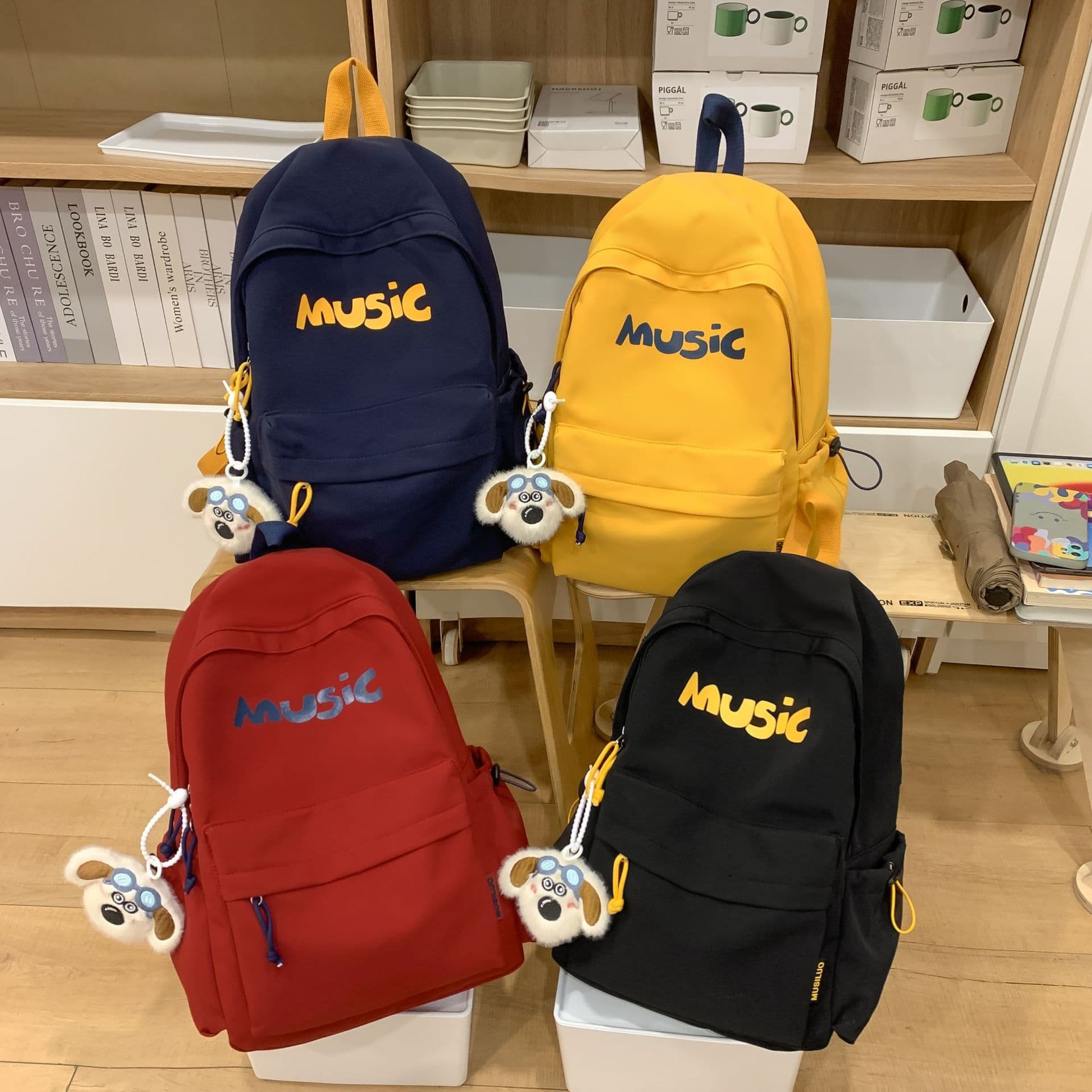 Large Capacity Backpack Fashion Men Women Simple Music Print Commute Travel Backpack Middle School Student School Bag