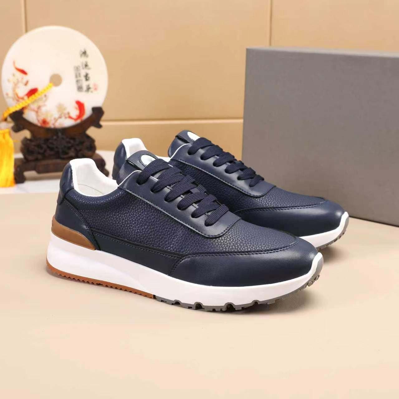 European Station 26 Men's Fashionable Casual Shoes Sports Shoes New Versatile Punching Stitching Lychee Pattern Low-top Sports Shoes