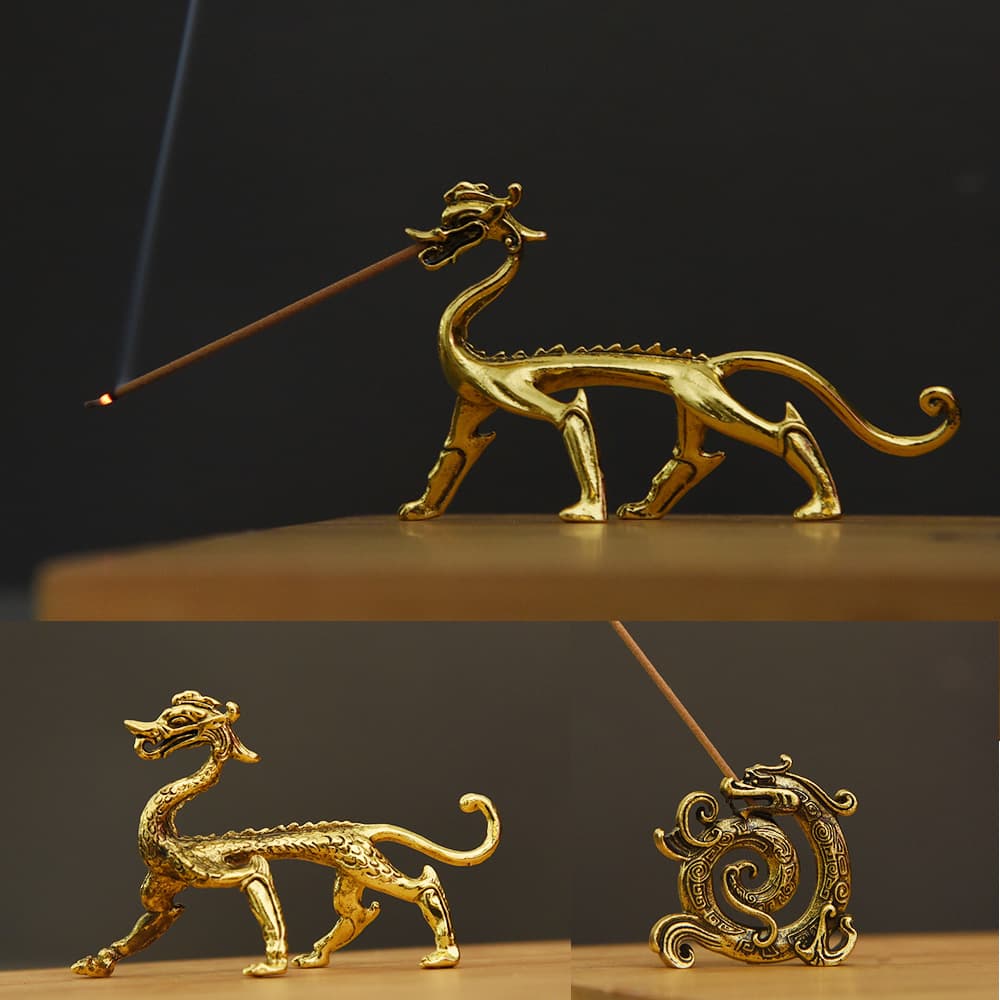 Cross-border antique gold handicraft ornaments, dragon incense holders, dragon-shaped aromatherapy decorations wholesale incense burners.