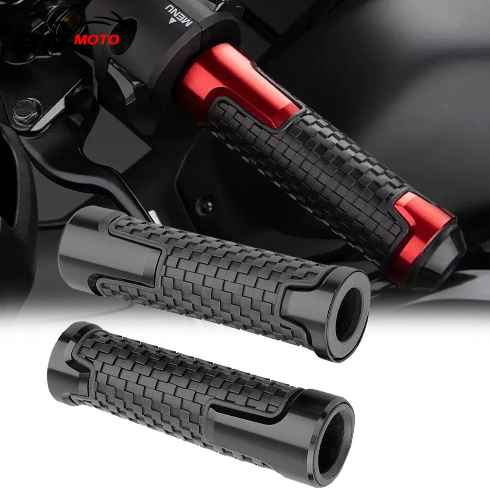 Universal Motorcycle Electric Scooter Handlebar Grip Throttle Grip Aluminum Alloy Handlebar Rubber Cover