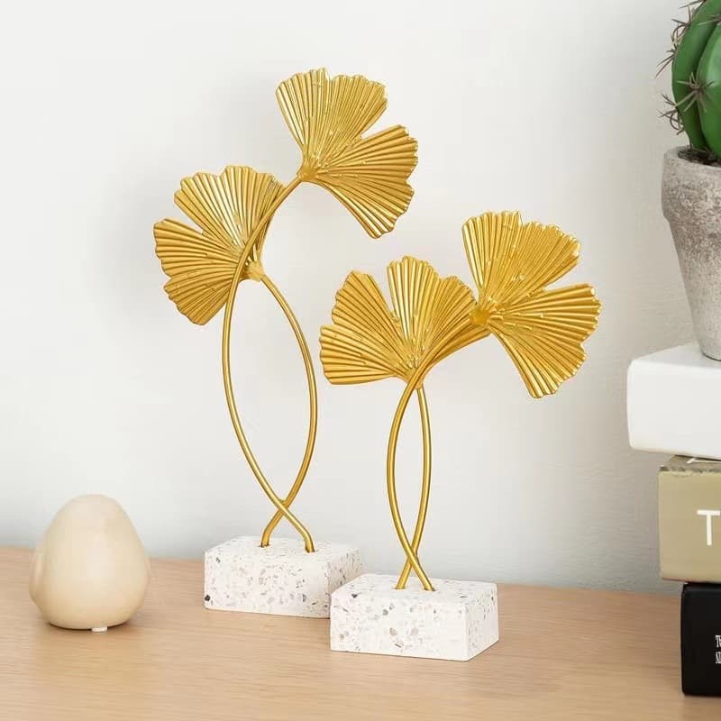 Nordic Light Luxury Creative Ginkgo Leaf Wine Cabinet Decoration Home Room Desktop Metal Monstera Leaf Craft Ornament