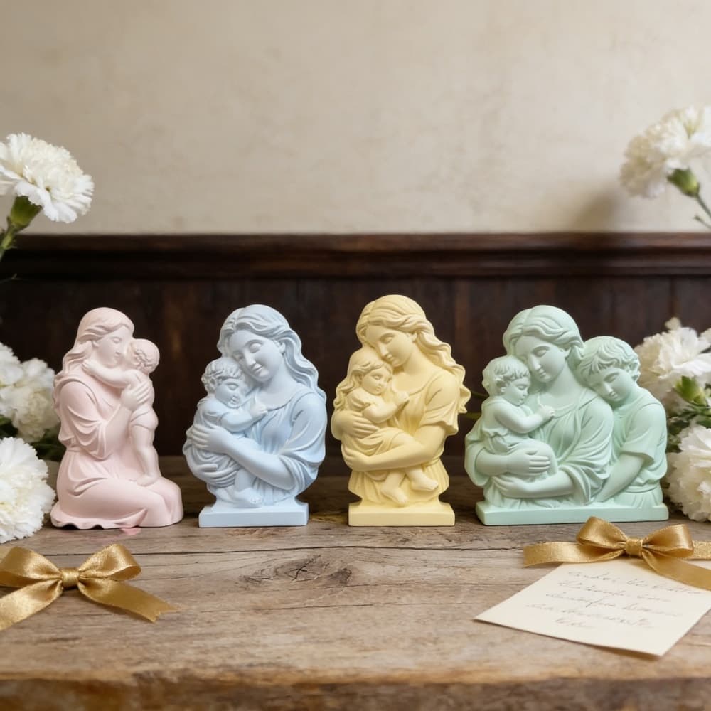S2639+S2640+S2641+S2642 Mother's Day Semi-3D Ornament Decoration Cement Plaster Mold DIY Silicone