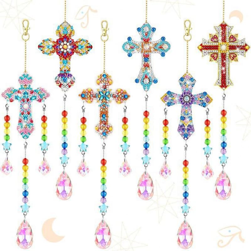 5D 6-Piece Diamond Painting Double-Sided 3D Wind Chime Diamond Painting Kit Diamond Art Garden Home Hanging Decoration