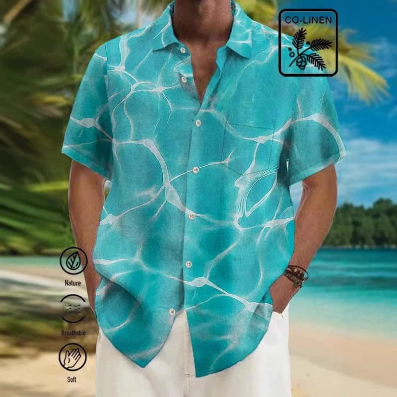 New European and American Cross-border Men's Short-Sleeve Printed Shirt 3D Print Short-Sleeve Shirt Hawaiian Print Short-Sleeve Shirt