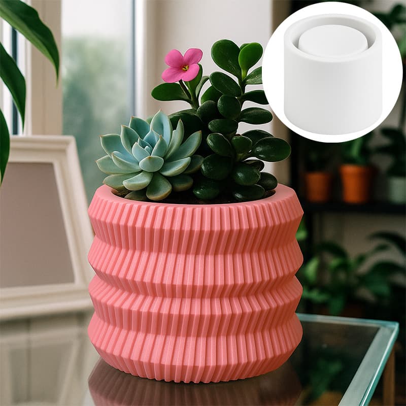 Geometric Stripe Silicone Flower Pot Mold, Creative Cement Planter Mold, Desktop Small Succulent DIY Mold
