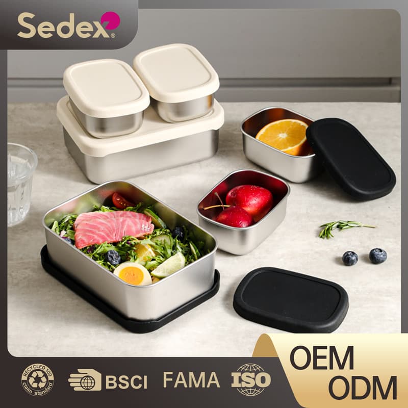 Stainless Steel Silicone Lid Lunch Box, Microwave-Safe, Portable Lunch Box for Students, Outdoor Picnic Box, Cross-Border