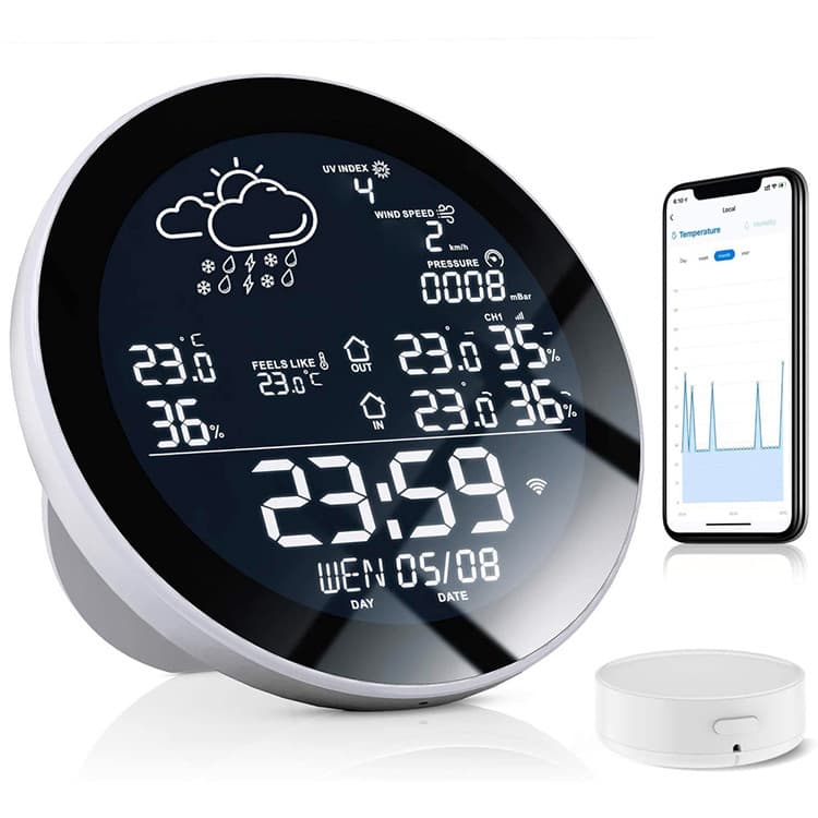 Doodle Smart Weather Clock, Electronic Digital Thermometer Hygrometer with LED Multi-function Weather Forecast Calendar