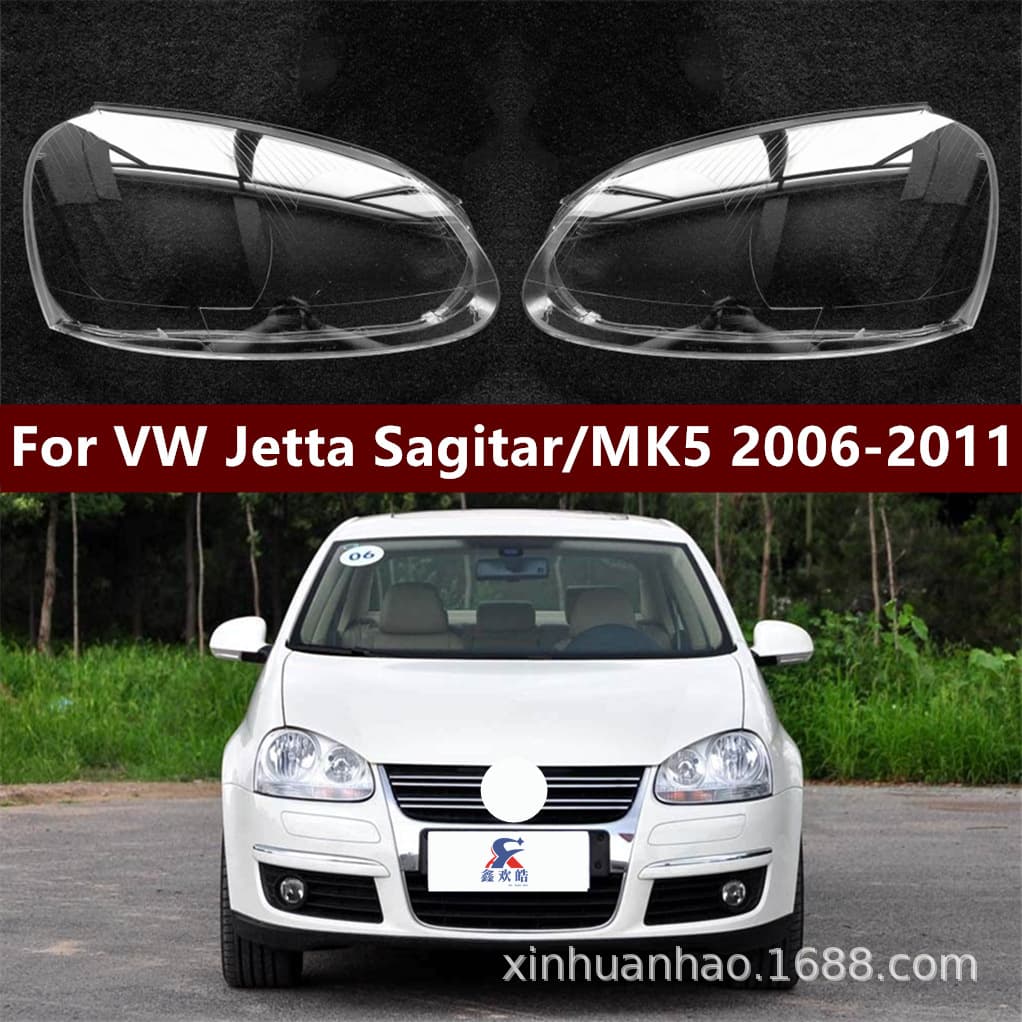 Headlight Lens Cover for 2006-2011 Volkswagen Sagitar MK5 Golf Jetta Transparent Lens