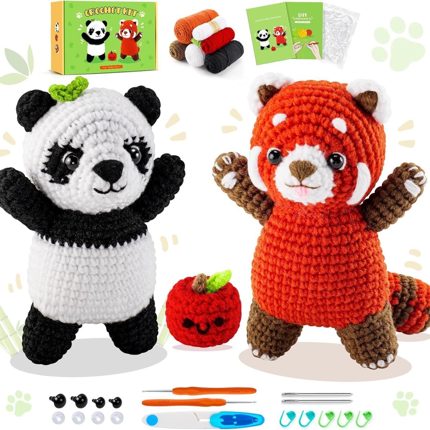 Amazon-style panda crochet doll kit, DIY crochet doll tutorial video in English