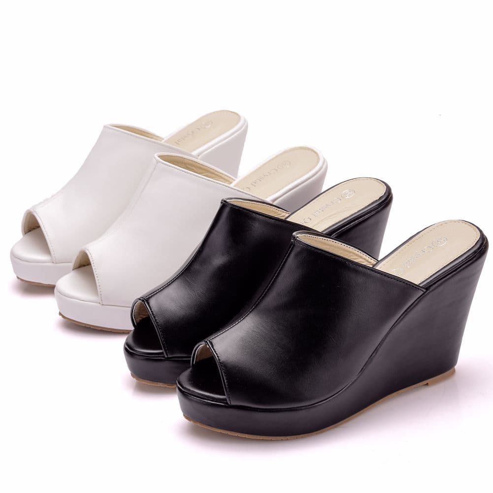 10cm Peep Toe Wedge Heel Plus Size Sandals Platform Sandals Roman Sandals Cross-Border New Wish Amazon