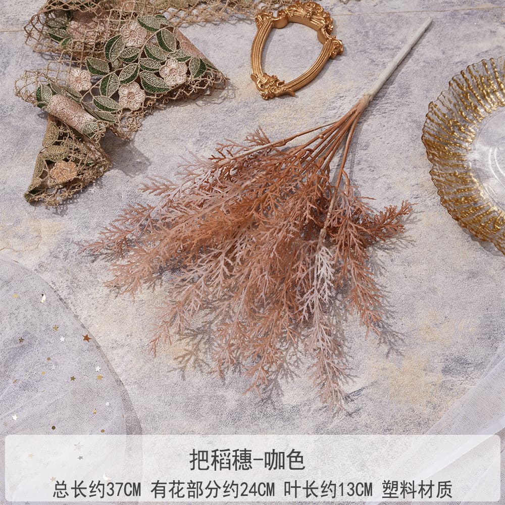Artificial Rice Spike Fake Flowers Handmade Bouquet Wedding Silk Flowers Wholesale Decoration Floor Arrangement