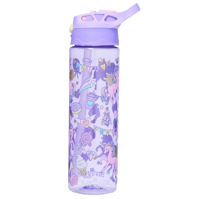 Australian Smiggle Straw Water Bottle, Lightweight Transparent Cup for Boys, Girls, and Students, 650ml Large Capacity