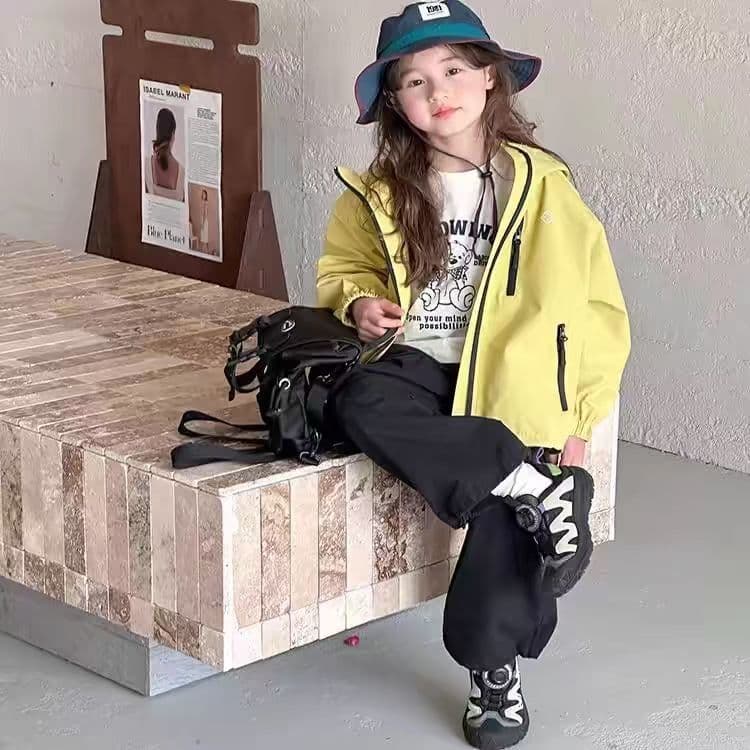 2025 Spring New Mid-Large Children Outdoor Jacket Girls Casual Loose Windproof Hooded Coat