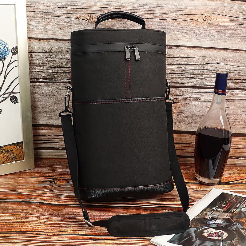 Outdoor Oxford Cloth Handheld Round Bucket Ice Bag Champagne Wine Bag Picnic Bag Fashionable Red Wine Insulation Bag