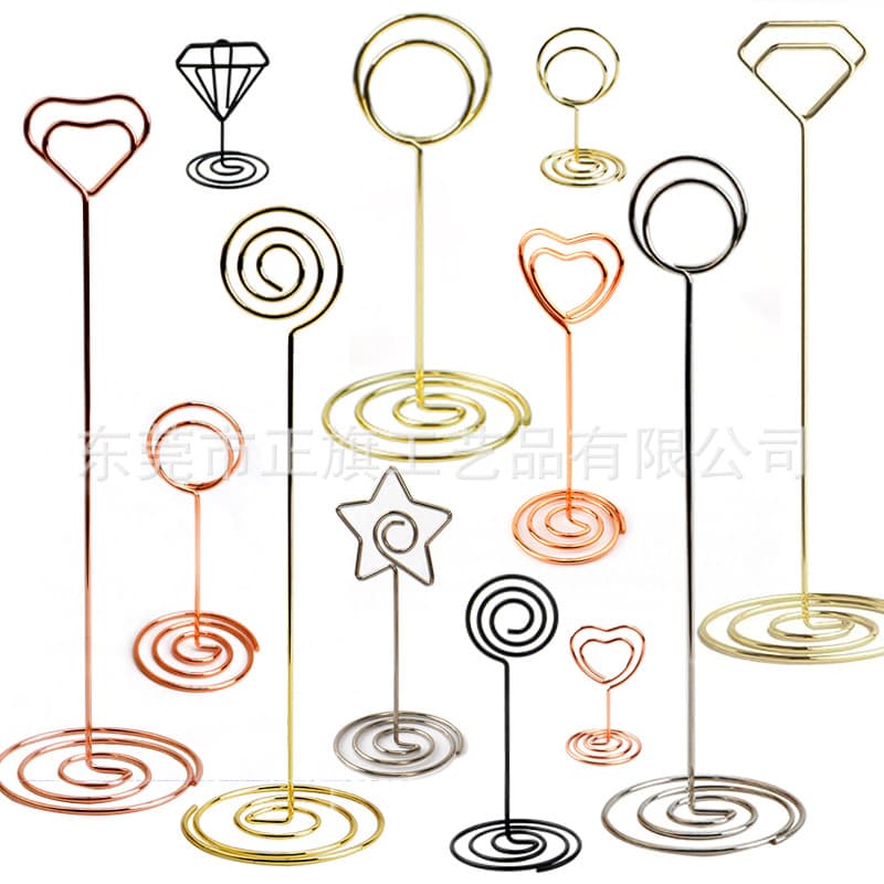 Cross-border Wedding Romantic Place Card Holder, Vertical Note Clip, Creative Metal Base Label Clip, Seat Holder