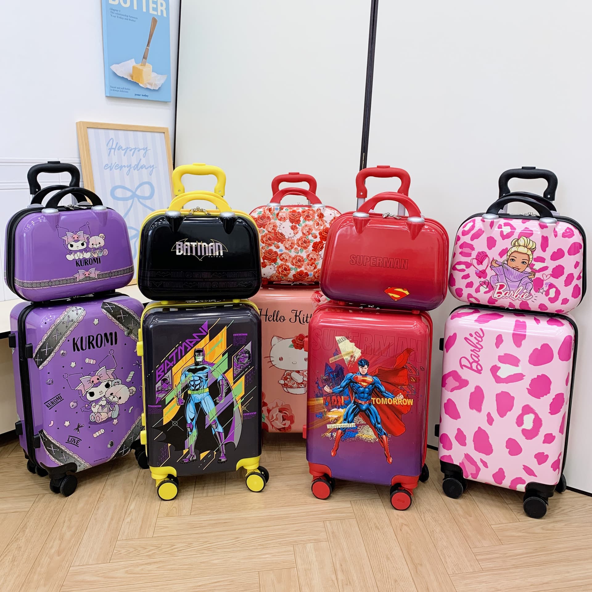 Children's Luggage, Parent-Child Trolley Case, Silent 360-Degree Wheels Carry-On Bag, Cartoon Student Travel Suitcase, Large Capacity Box