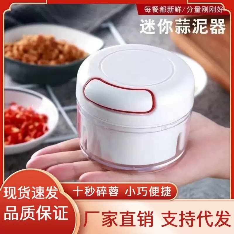 TikTok kitchen garlic mincer, home mini manual garlic machine, meat filling grinder, and chili ginger garlic paste maker.