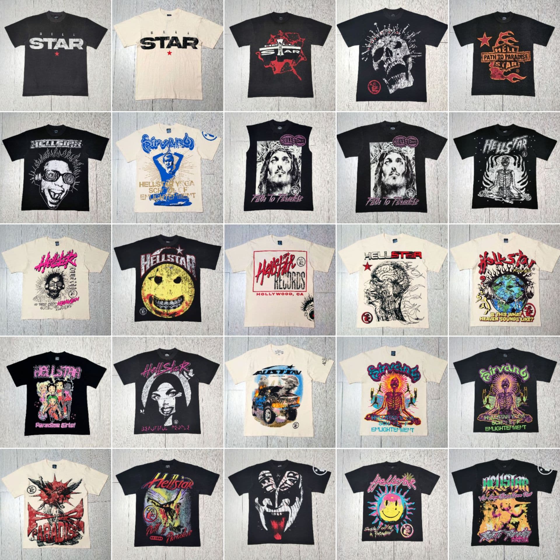 Cross-border high-quality hellstar pure cotton T-shirt correct version Hellstar European and American trendy brand round neck short-sleeved summer