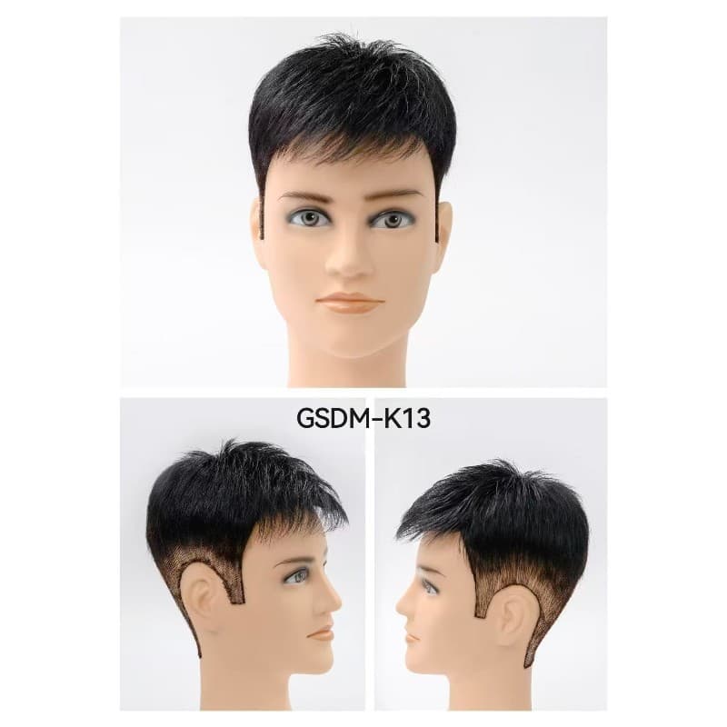 Lightweight Men's Top Hair Replacement Men's Hair Toupee Full Hand-Tied Real Hair Invisible Full Head Toupee Men's Hair Piece