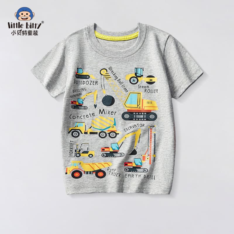 2025 Summer New Cute Boys T-Shirt Baby Pure Cotton Short Sleeve Kids Printed Sport Casual Children's Clothing Wholesale