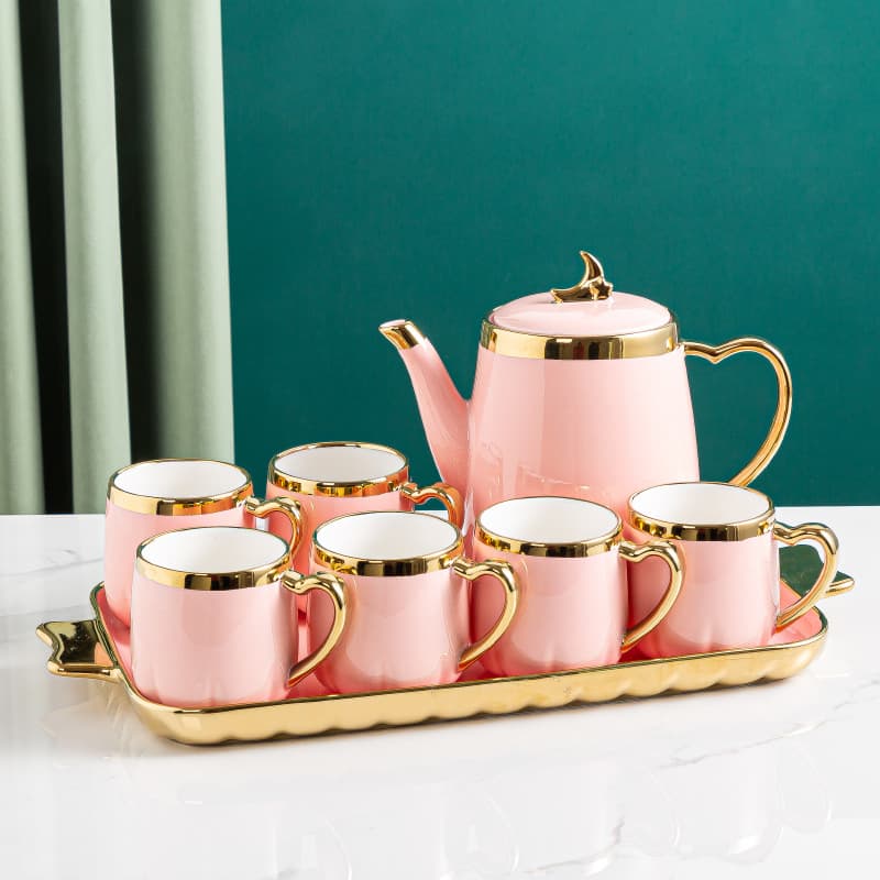 Modern Light Luxury Ceramic Water Cup Teapot Kettle Tea Cup Set Home Coffee Cup Water Set Gift Box