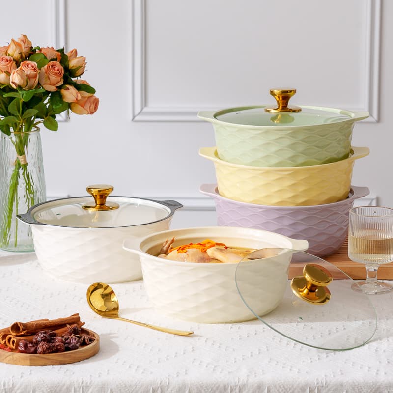 Ceramic double-eared large soup bowl with lid, high-end, household soup, extra large capacity pickled fish soup basin, commercial soup nest