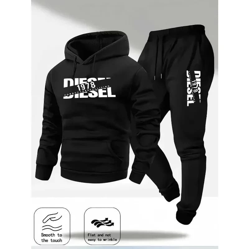 Men's Hooded Pullover Sports Fashion Gift Set, Featuring a Hood, Suitable for Autumn and Winter Leisure Activities