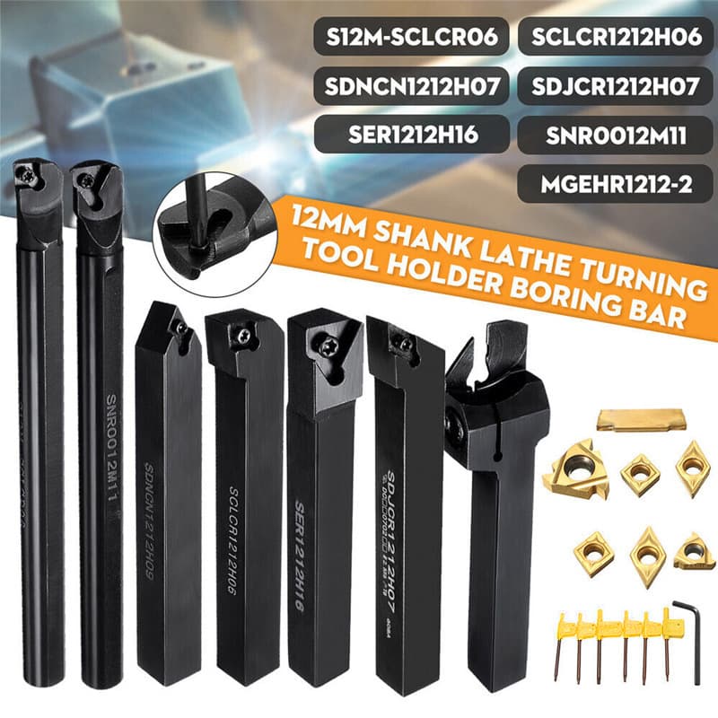 Hot-selling Cross-border Turning Tool 10x10 12x12 External Turning Tool Internal Thread Tool Holder 7 Pieces with 7 Inserts