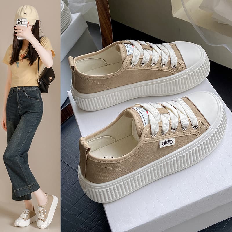 2026 New Fashion Casual Sneakers Thick Sole Canvas Shoes Women's Summer Breathable Anti-slip Wear-resistant German Training Shoes
