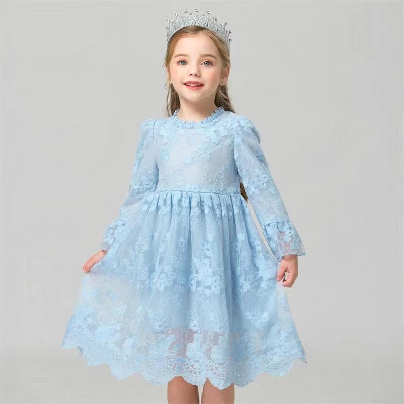 Cross-border bestseller lace dress flower girl gown festival party performance dress jacquard dress wholesale