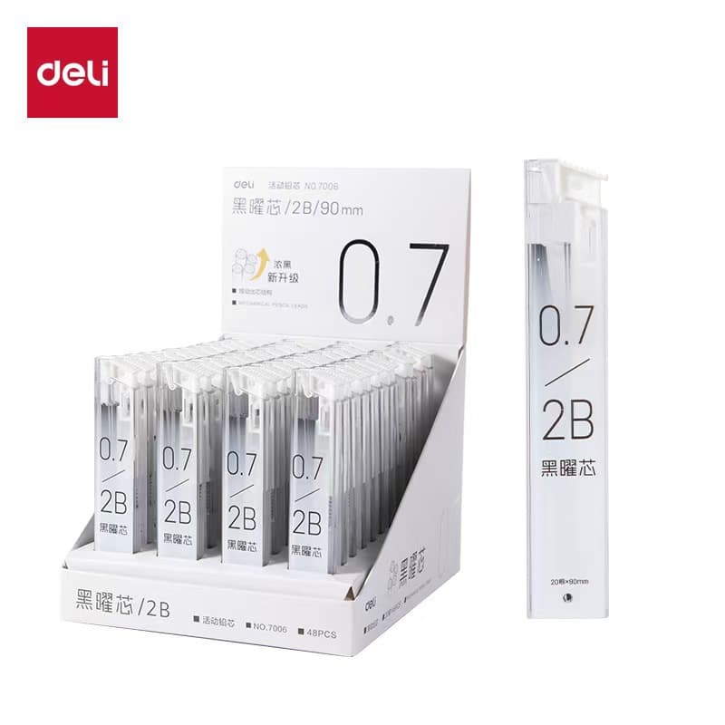 Deli 7003 Mechanical Pencil Lead 2B Coated Lead 7004 Pencil Lead Automatic Lead 0.5mm 0.7mm Lead