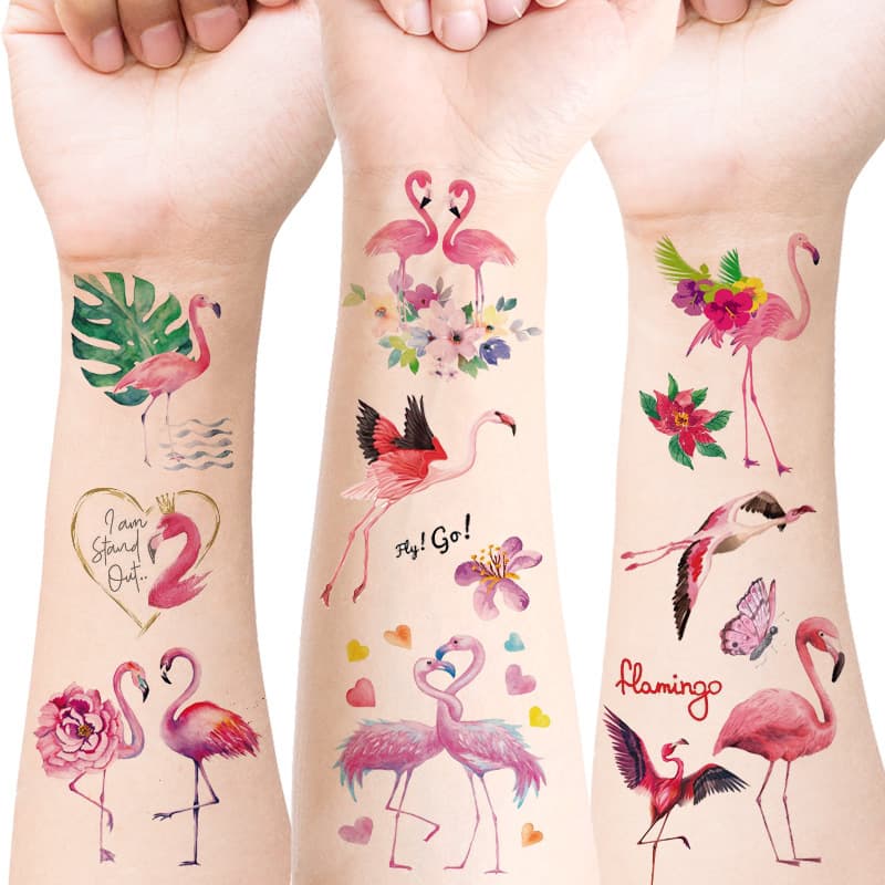 Children's Tattoo Stickers Flamingo Cute Little Animal Cartoon Boys Girls Waterproof Temporary Face Stickers Cross-Border Stock