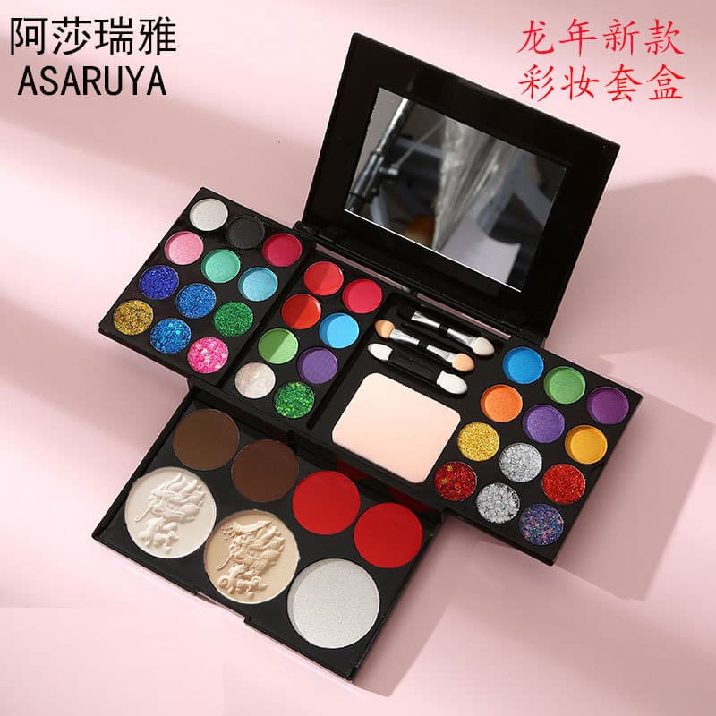 ASARUYA 39-Color Eyeshadow Palette, Multi-Use Shimmer Gel Glitter Sequins, Stage Makeup Set